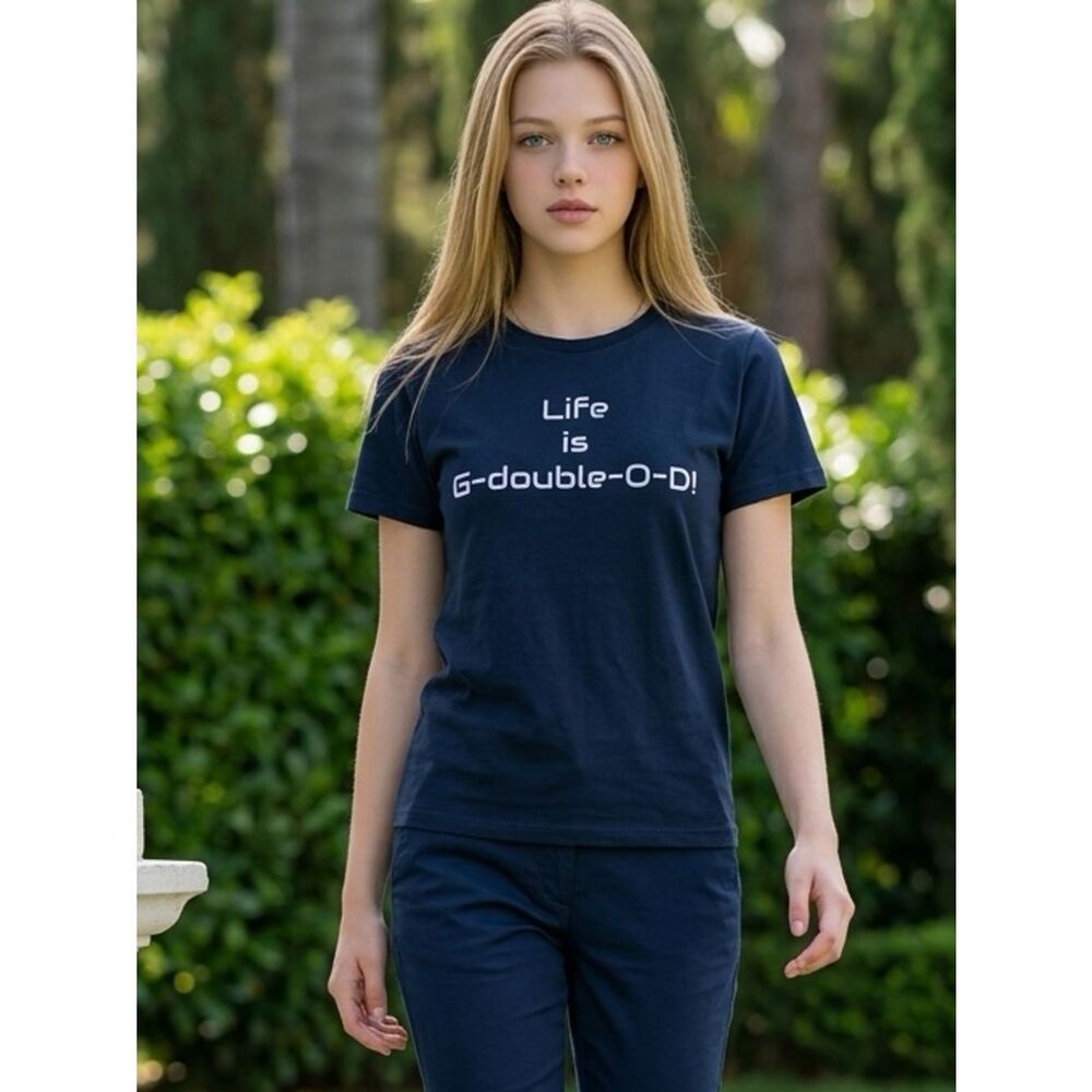 NWOT Gildan Unisex Black Short Sleeve T-Shirt “Life is GOOD” Size L